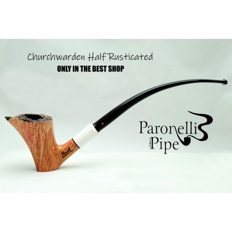 Pipa Paronelli radica CHURCHWARDEN HALF RUSTICATED fatta a mano