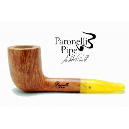 Briar pipe Paronelli chubby billiard handmade with real amber mouthpiece