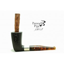 Bog Oak 5000 years pipe Paronelli Toscano handmade with silver ring 925