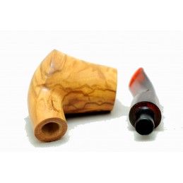 Olive wood pipe Paronelli half bent 9mm handmade