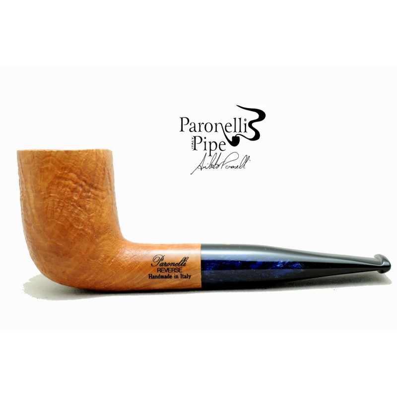 Briar pipe Paronelli REVERSE billiard sandblast natural handmade