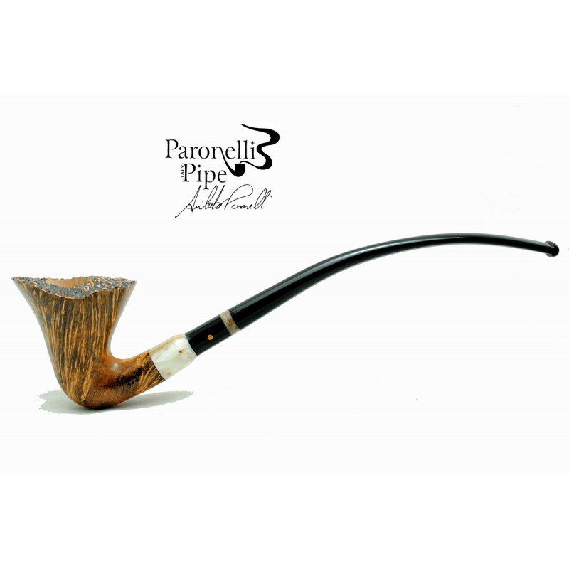 Briar pipe Paronelli bent churchwarden handmade with double mouthpiece