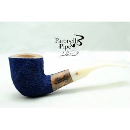 Briar pipe Paronelli half bent rusticated night blue handmade