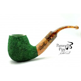 Briar pipe Paronelli bent rusticated green handmade