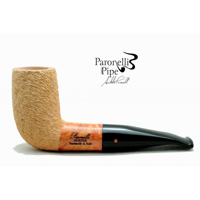 Briar pipe Paronelli REVERSE rusticated natural handmade