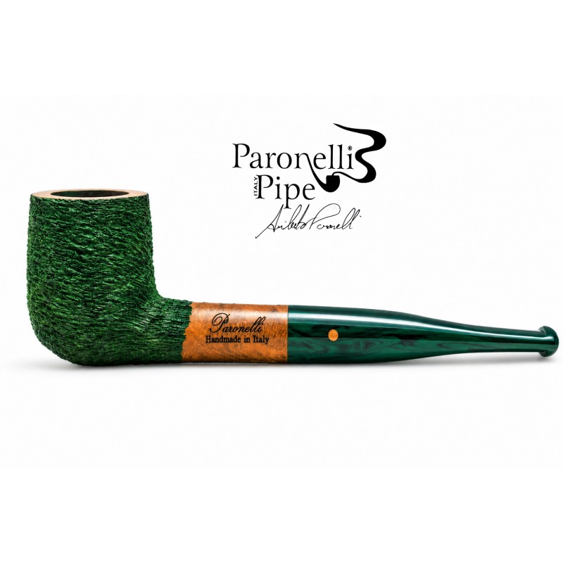 Kit prima pipa Paronelli radica billiard rusticata forest green