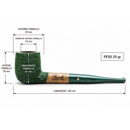 Kit prima pipa Paronelli radica billiard rusticata forest green