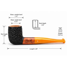 Kit prima pipa Paronelli radica billiard rusticata bocchino colorato