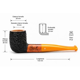 Kit prima pipa Paronelli radica billiard rusticata bocchino colorato