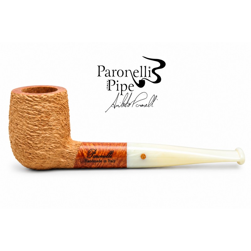 Kit prima pipa Paronelli radica billiard rusticata bocchino colorato