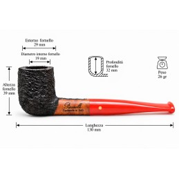 Kit prima pipa Paronelli radica billiard rusticata bocchino colorato