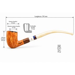 Pipa Paronelli radica curva churchwarden fatta a mano doppio bocchino