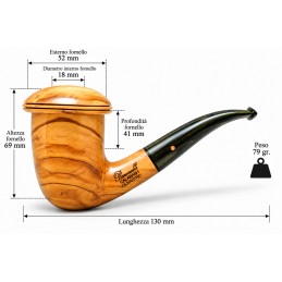 Pipa Paronelli olivastro CALABASH curva fatta a mano