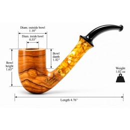 Olive wood pipe Paronelli Toscano bent handmade