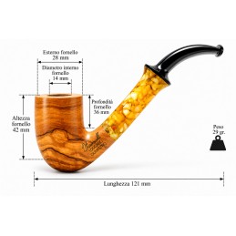 Olive wood pipe Paronelli Toscano bent handmade