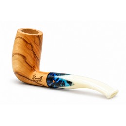 Olive wood pipe Paronelli half bent handmade