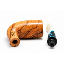 Olive wood pipe Paronelli half bent handmade