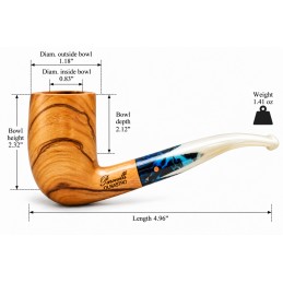 Olive wood pipe Paronelli half bent handmade