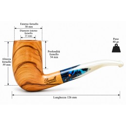 Olive wood pipe Paronelli half bent handmade