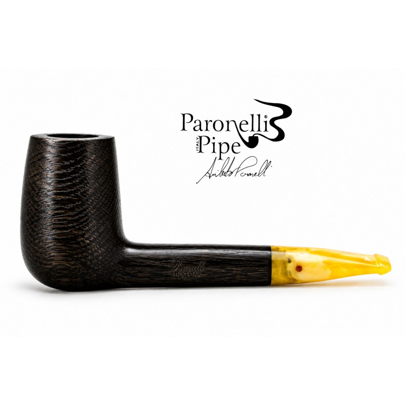Bog Oak 5000 years pipe Paronelli with amber handmade