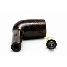 Bog Oak 5000 years pipe Paronelli with amber handmade
