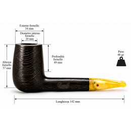Bog Oak 5000 years pipe Paronelli with amber handmade