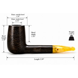 Bog Oak 5000 years pipe Paronelli with amber handmade