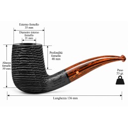 Bog Oak 5000 years pipe Paronelli half bent handmade