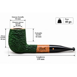 Briar pipe Paronelli billiard rusticated green handmade