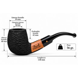 Briar pipe Paronelli half bent rusticated handmade