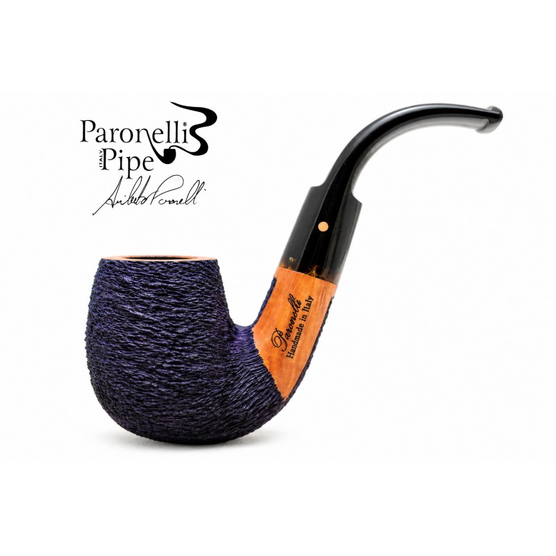 Pipa Paronelli radica curva rusticata night blue fatta a mano