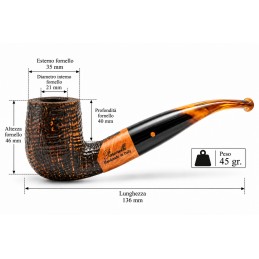 Briar pipe Paronelli half bent sandblast handmade