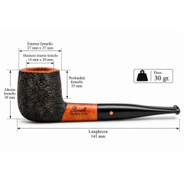 Pipa Paronelli radica ovale 9mm rusticata fatta a mano
