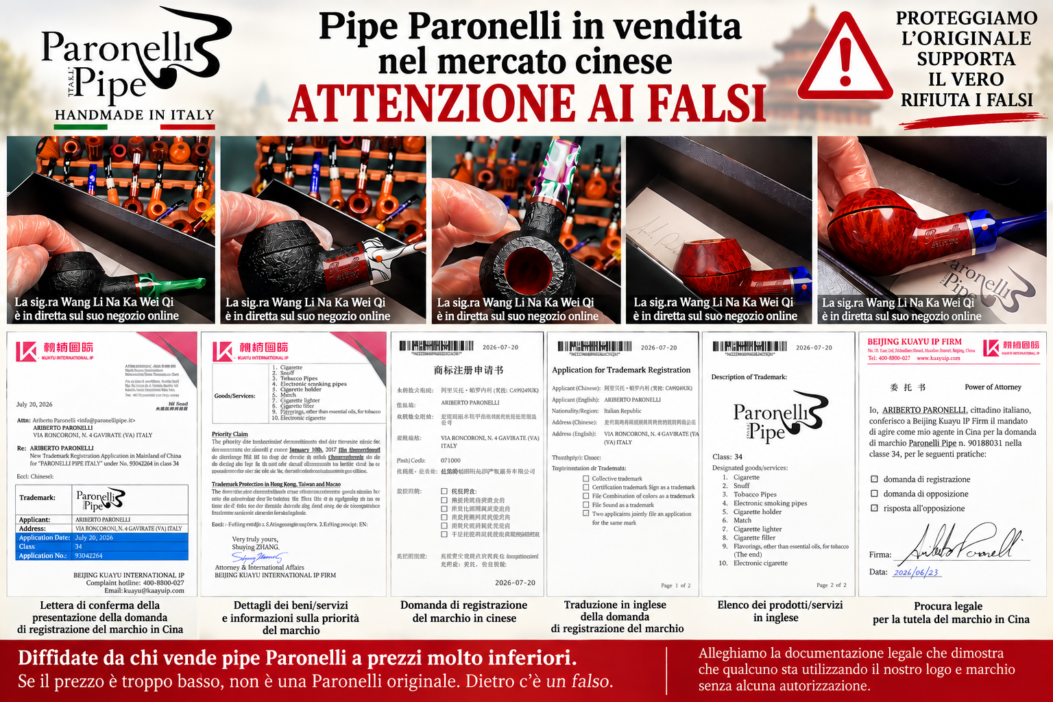 Pipe Paronelli false sul mercato cinese