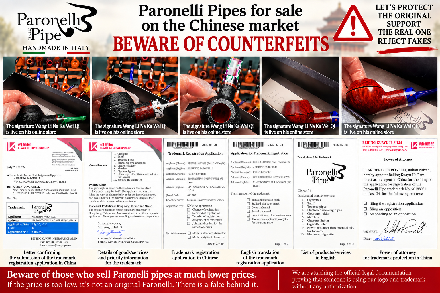 Fake Paronelli pipes false on Chinese market